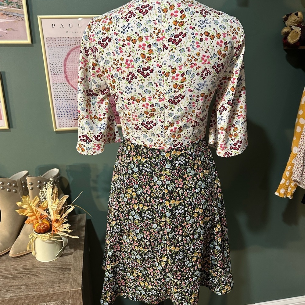 ASOS Floral Dress With Patchwork Design Size 0 Valentines Chic - Picture 4 of 6